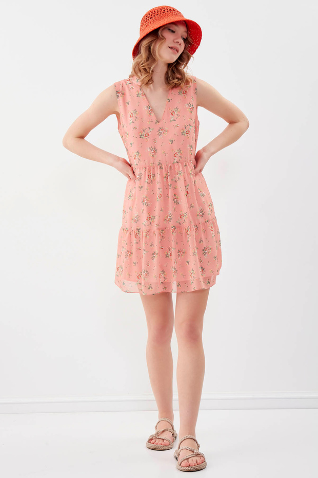 Çiçekli Şifon Elbise - 2