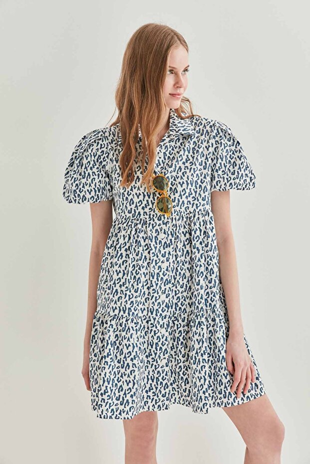 Leopard Pattern Front Buttoned Wide Cut Dress - 2