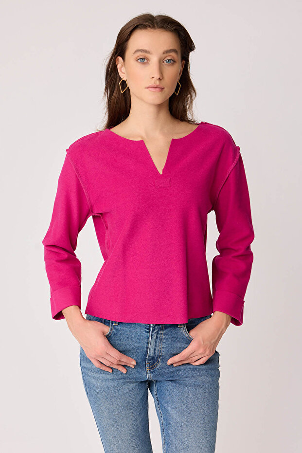 قطع الخامس الرقبة عكس غرزة بلوزة - 2