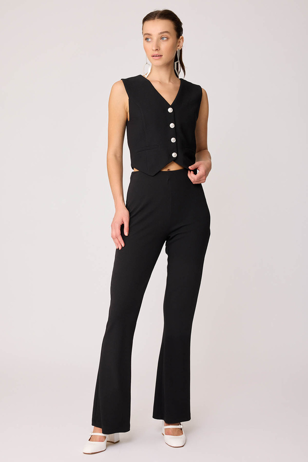 Silver Buttoned Crop Vest - 1