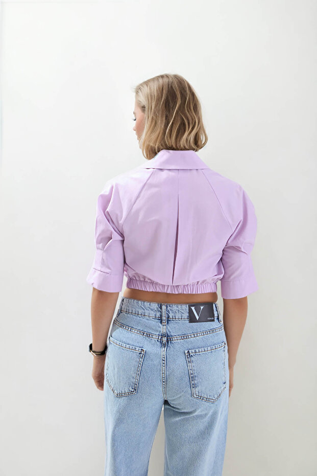 Beli Lastikli Crop Gömlek - 5