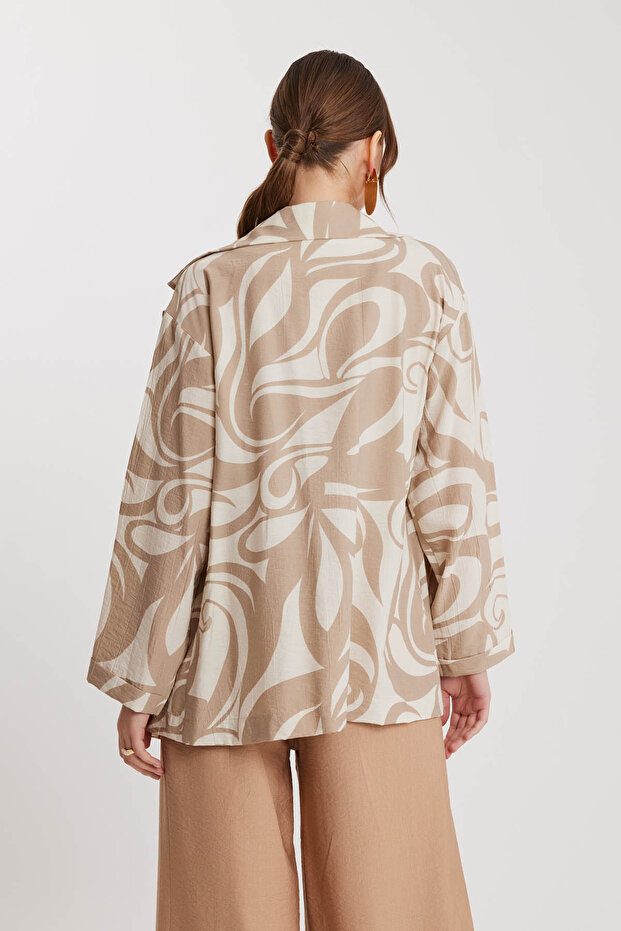 سترة مجعدة بياقة منقوشة - 5