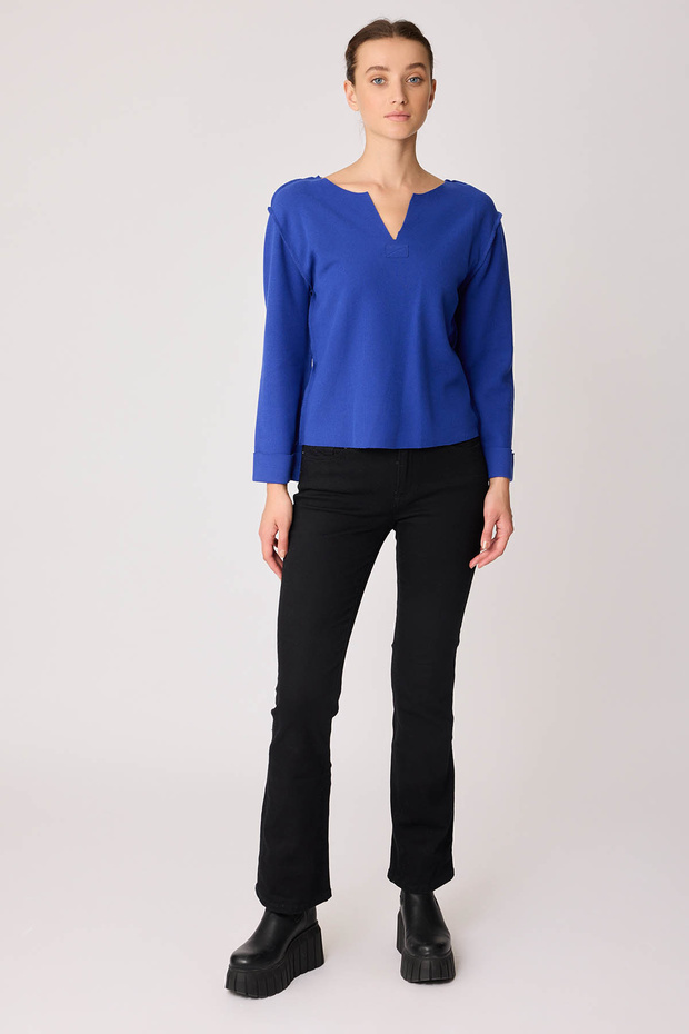 قطع الخامس الرقبة عكس غرزة بلوزة - 2