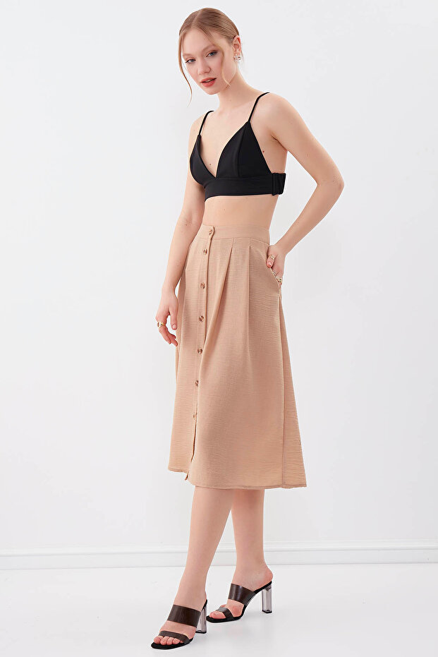 Button Front Midi Skirt - 2