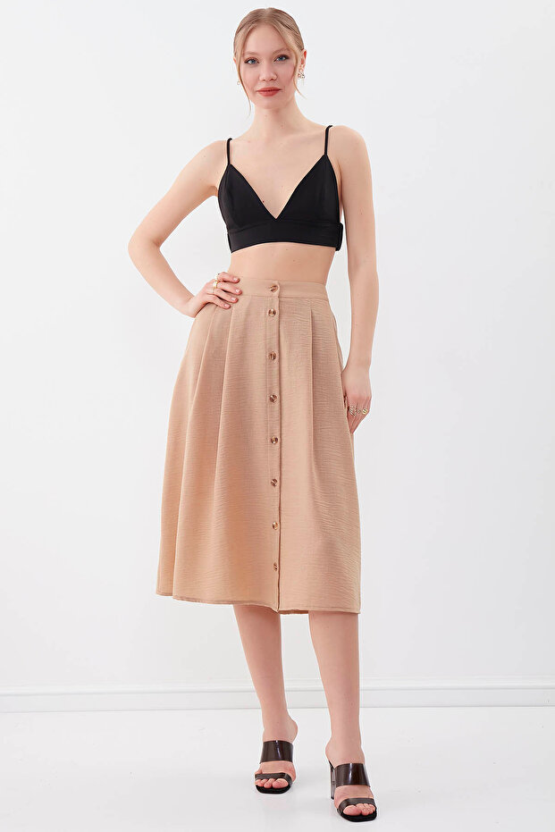 Button Front Midi Skirt - 1