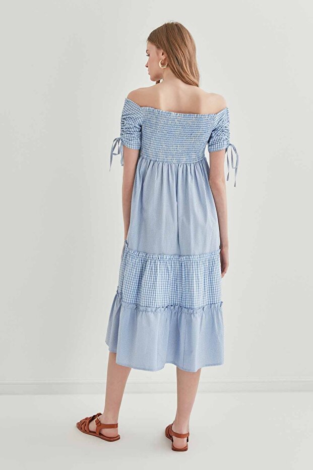 Kadın Mavi Gipeli Elbise - 3