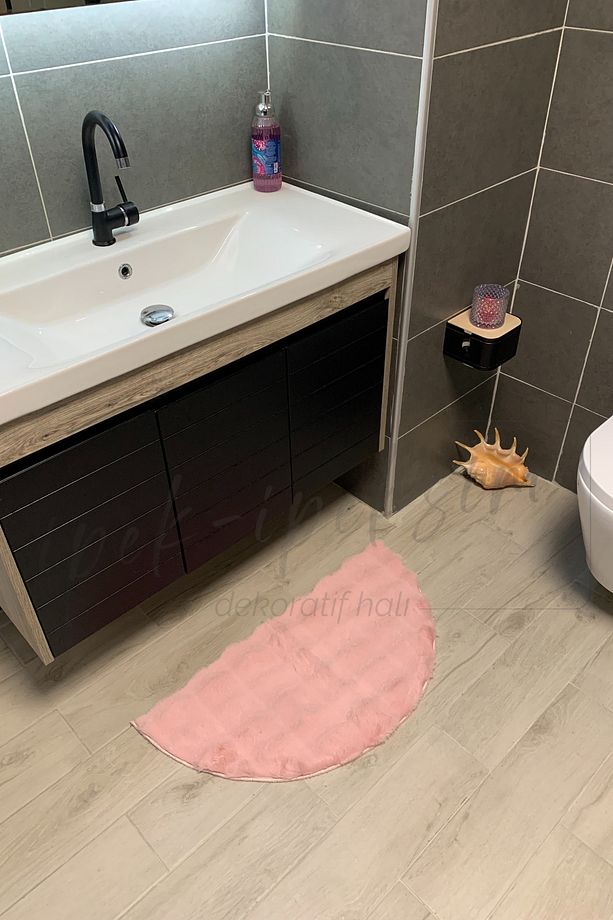 Luxury Tek Tavsan Tüy Paspas  Dokuma Taban Yikanabi̇li̇r Yüksek Kali̇te Özel Üreti̇m - 2