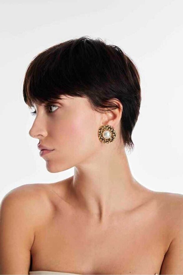 In Touch Inci Altın Kaplama Klips Küpe - 1