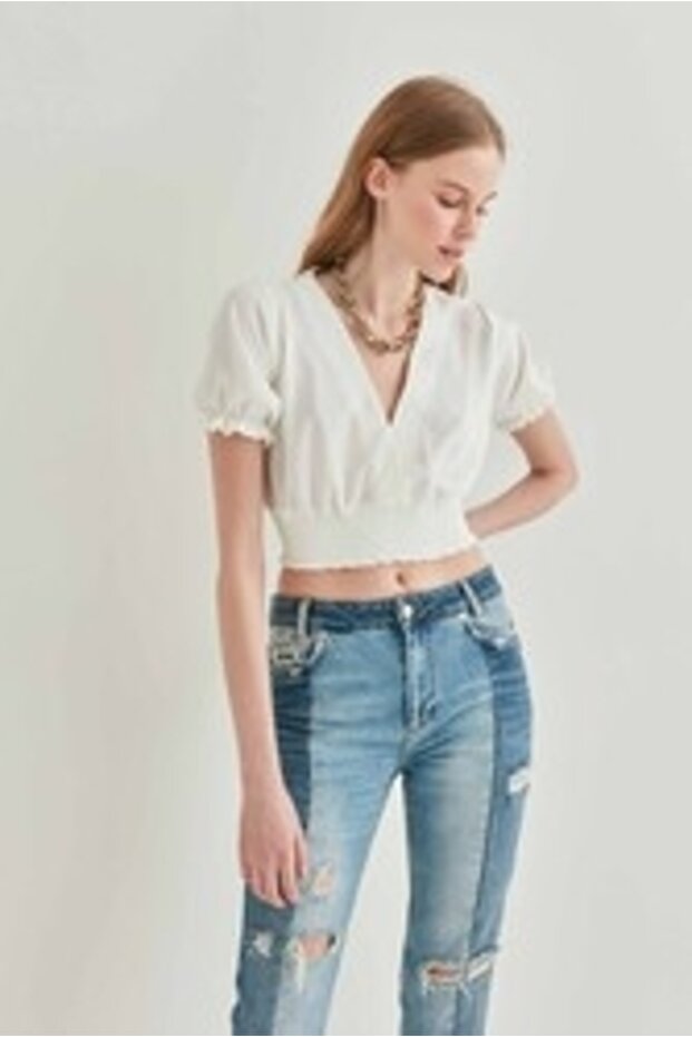 Bluse mit Rüschenärmeln und Rock - 8