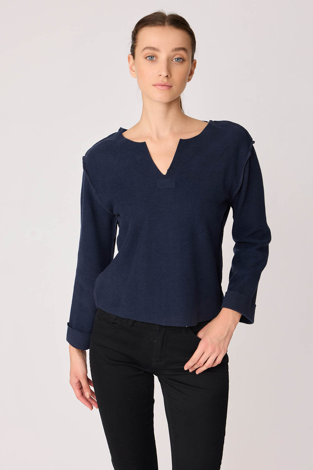 قطع الخامس الرقبة عكس غرزة بلوزة - 1