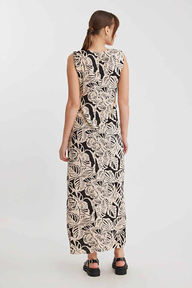 Patterned Long Dress with Side Slits - 5