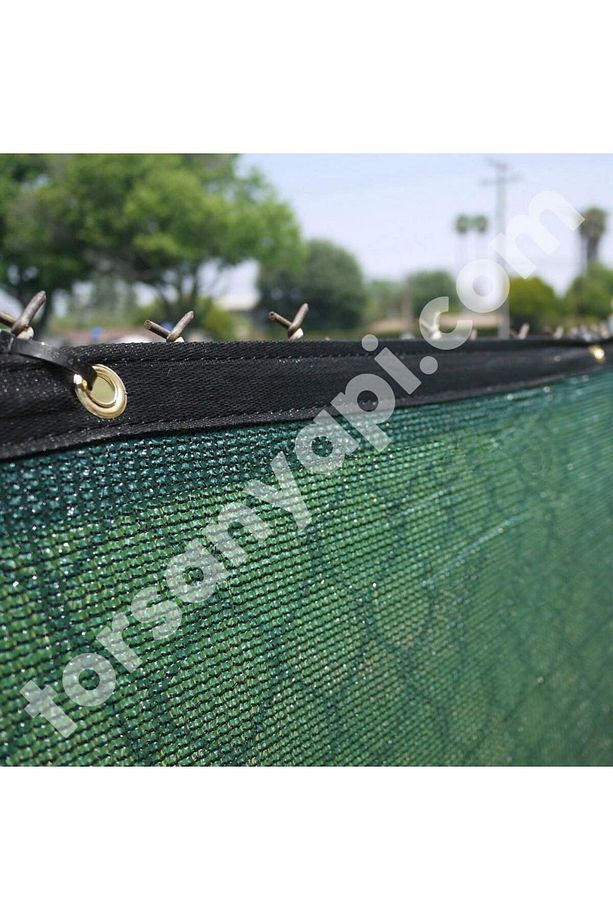Çit Ağı – 75lik Gölgelik File – Siyah Şeritli Halkalı – Yeşil Renk - 2 Metre x 3 Metre - 3
