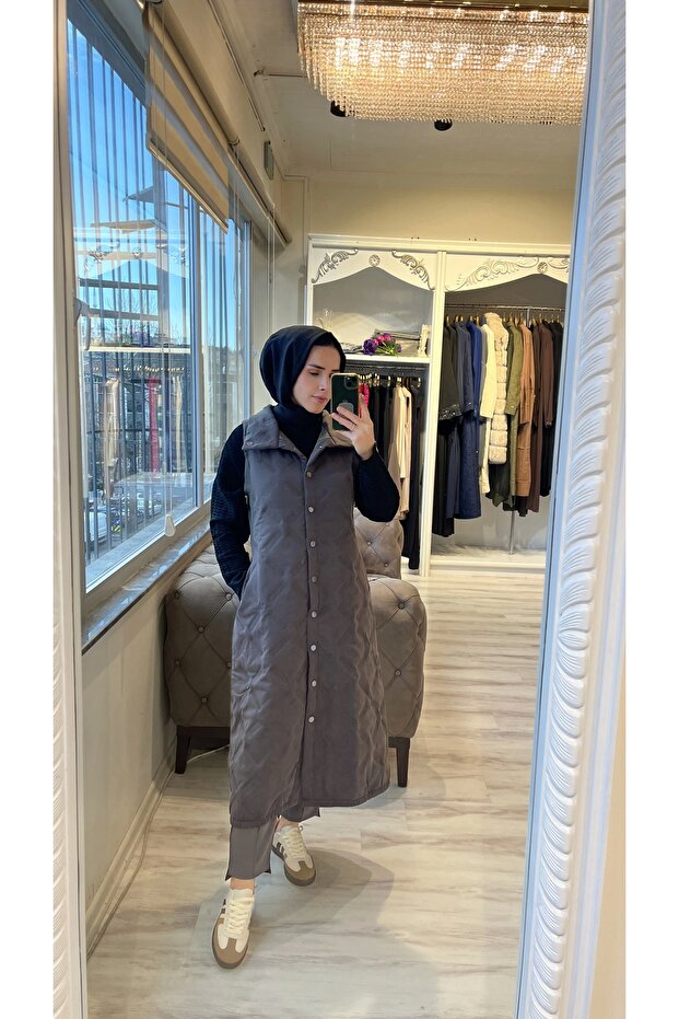 6916 Kapitone Haki Yelek - 1