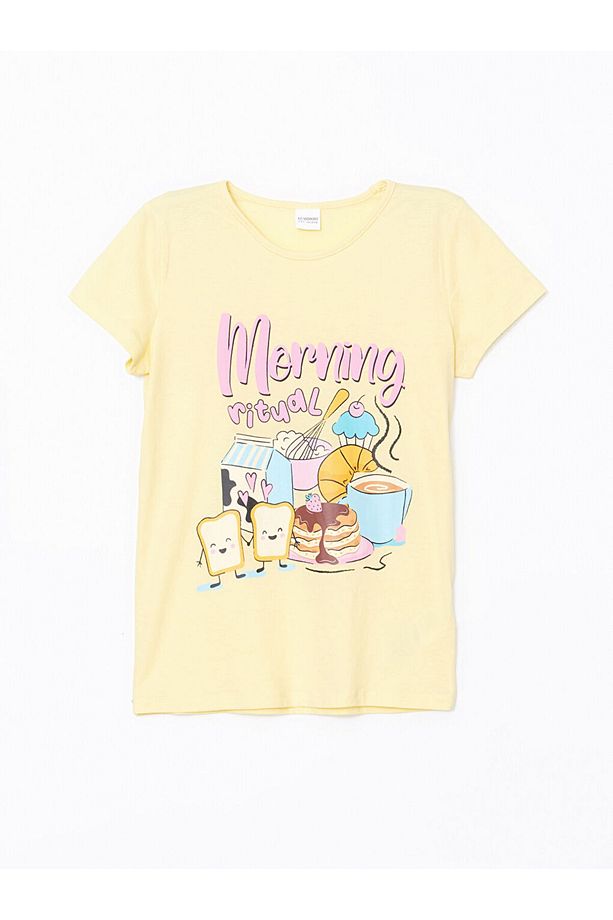 LCW Kids Sarı Bisiklet Yaka Kız Çocuk Pijama Takım - 2