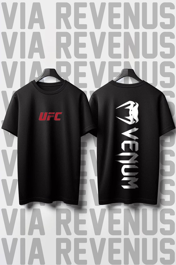 تي شيرت للجنسين برقبة دائرية وطبعة UFC