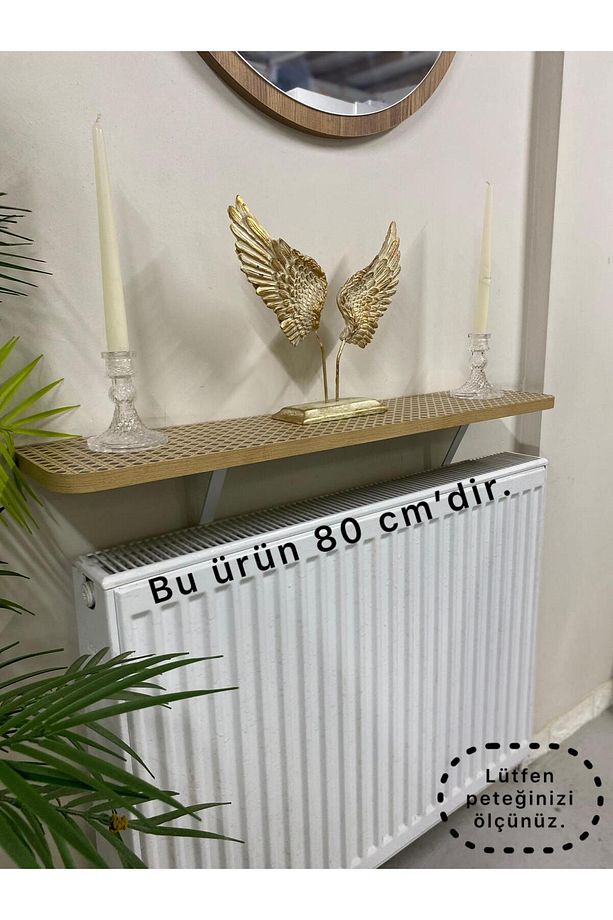 Hazeran Desen Petek Üstü Tak Çıkar Uçan Raf & Dresuar Duvar Montajsız Oval Kesim 80 Cm - 1