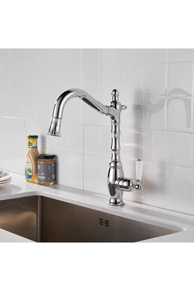 Kitchen Sink Faucet with Gold Spout and Spiral, New Model, Country Design, Imported, 7 Years Warranty