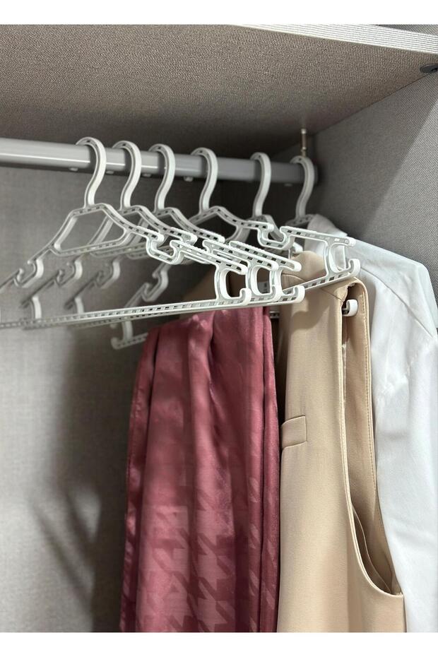 Patterned Flexible Thick Dress Pants Scarf Coat Hanger Set of 12 - White