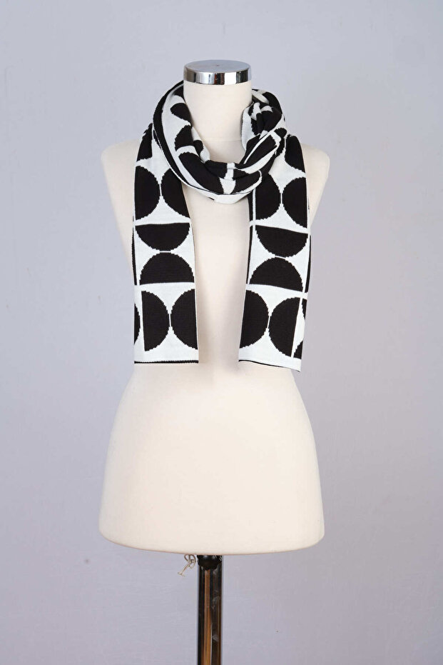 Eșarfă tricotată cu model circular - 3