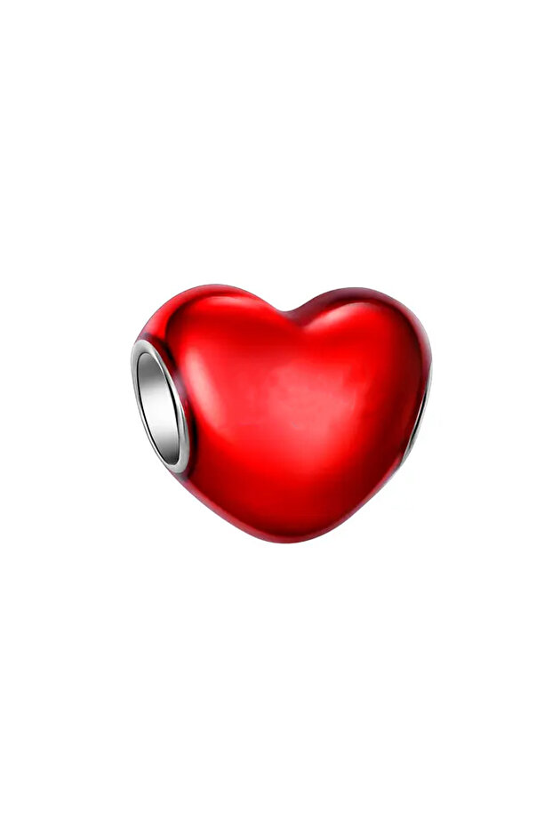 Metallic Red Heart Charm