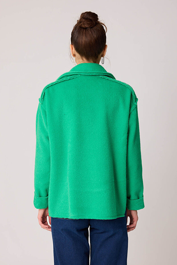 سترة بجيب مزدوج وسحاب وخياطة عكسية - 5