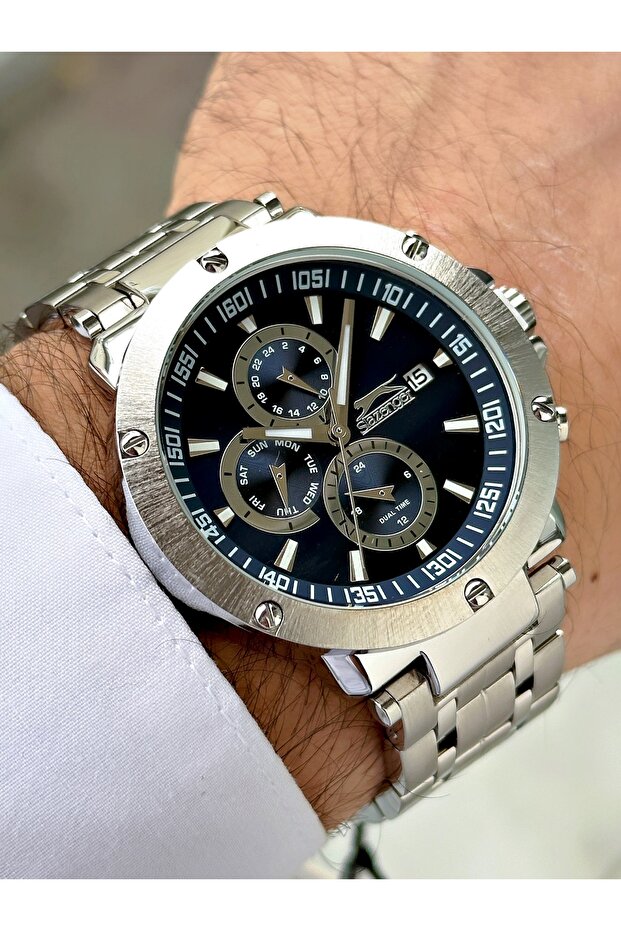 Functions Active 5 Atm Waterproof Steel Band Men Wrist Watch 2163