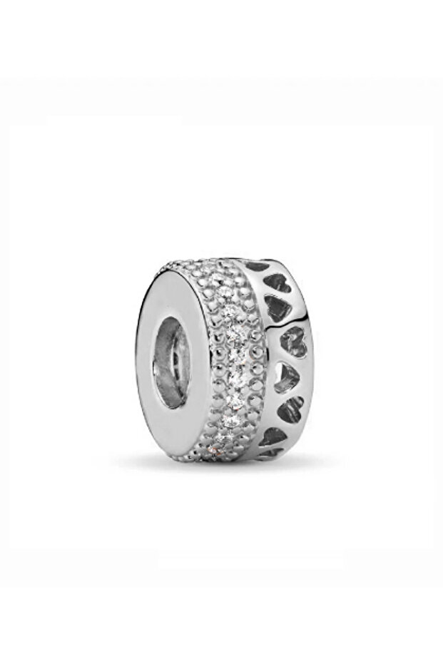 Silver stone pave clip charm