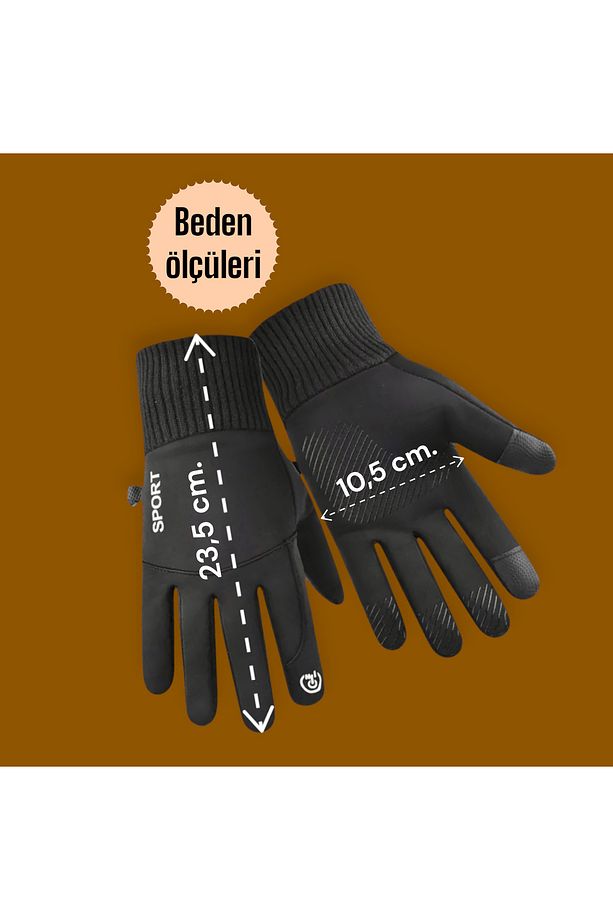 Erkek Spor Eldiven+Su+Rüzgar+Soğuk Dirençli+Dokunmatik - 9