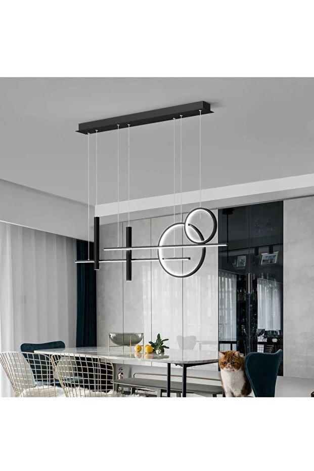 Celestial Siyah Kasa Beyaz Ledli Avize - 1