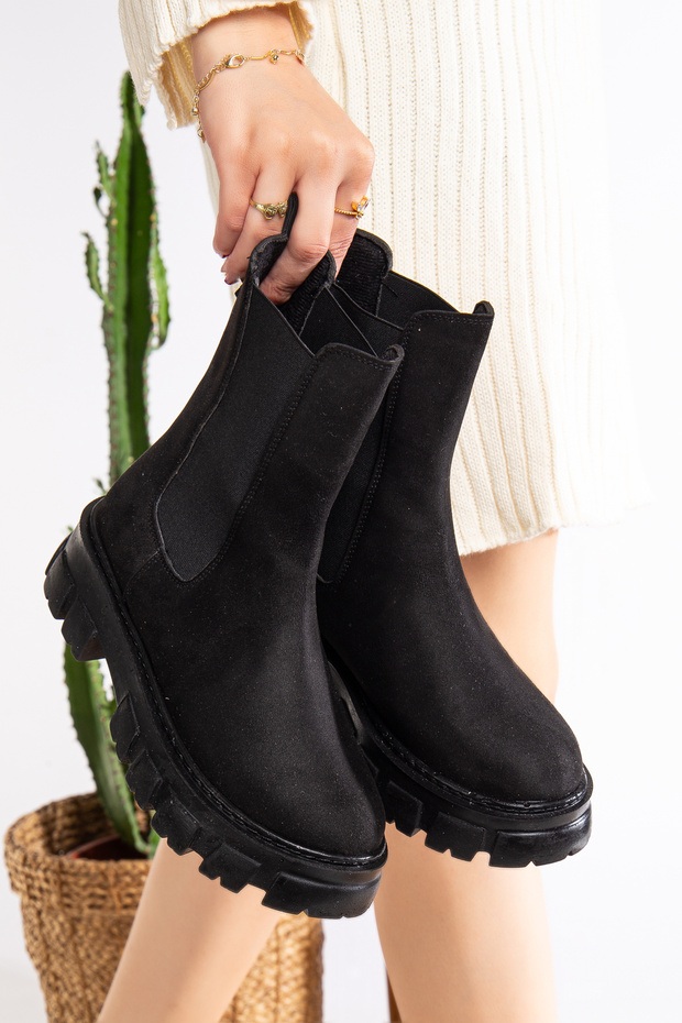 Kadın Kalın Taban Lastikli Süet Bot - 3