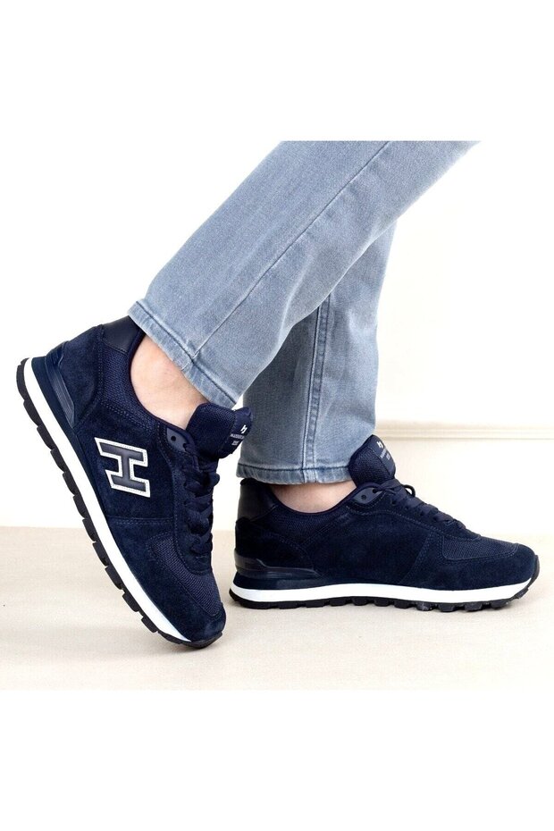 Peru Hammer Jack Men's Leather Sports Shoes-Navy Blue