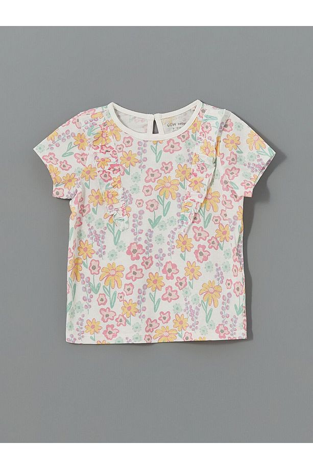 LCW baby Bisiklet Yaka Çiçekli Kız Bebek Pijama Takımı - 7