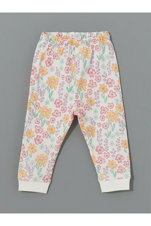LCW baby Bisiklet Yaka Çiçekli Kız Bebek Pijama Takımı - 4