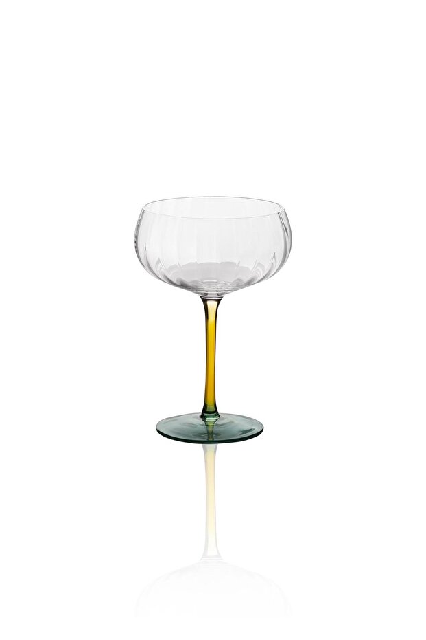 Yellow & Green 280ml Footed Glass Ice Cream Bowl