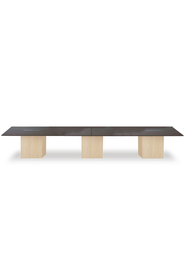 Project 7 Rec 480 16 Square Modular Conference Office Table With Aluminium Centre Cable Walnut