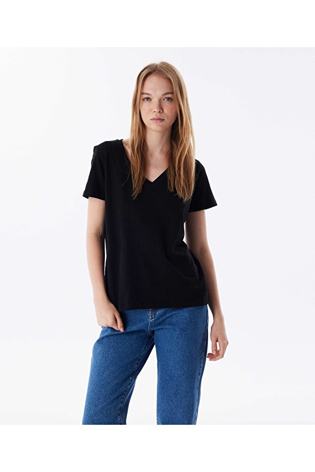 V YAKA BASIC TİŞÖRT - 1