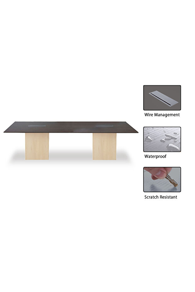 طاولة مؤتمرات مربعة قابلة للتعديل من مشروع 7 Rec 240 تتسع لـ 8 مقاعد، لون الجوز - 2