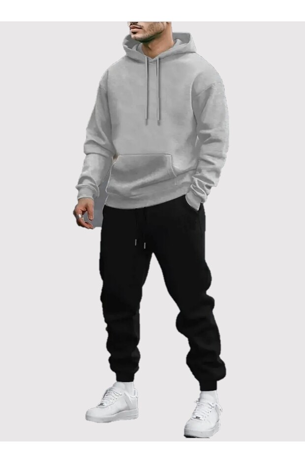 Plus Size Unisex Tracksuit Set - Hooded Sweatshirt & Jogger Sweatpants