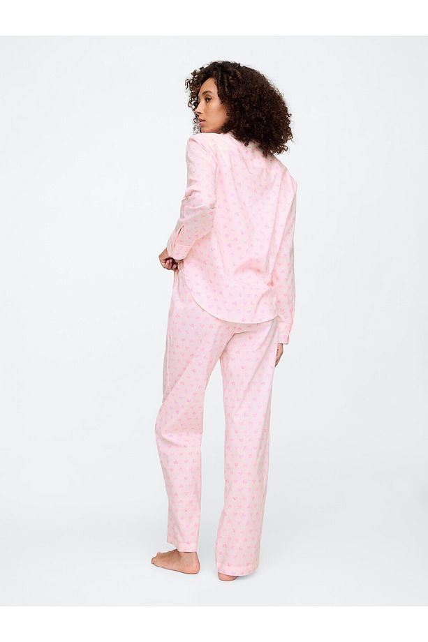 Kadın Pembe Desenli Poplin Pijama Altı - 4