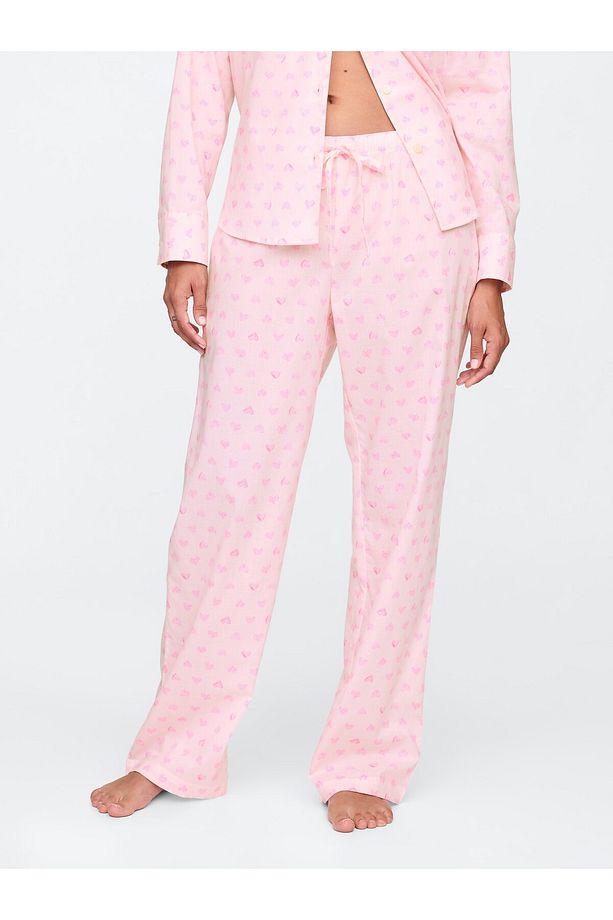 Kadın Pembe Desenli Poplin Pijama Altı - 3