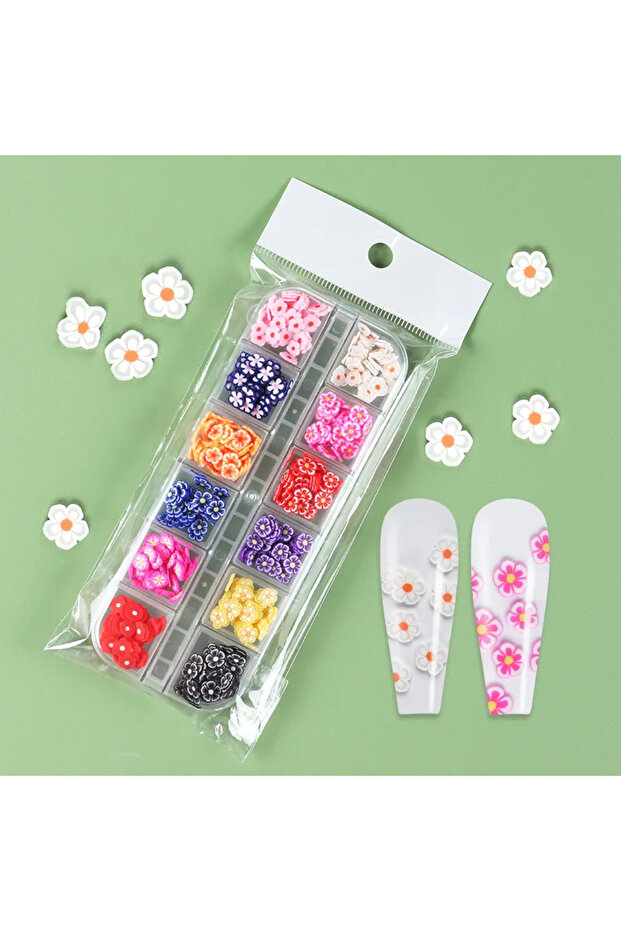12 Model Mini Çiçek Tırnak Süsleme Pulları - 5