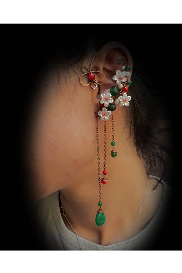 العقيق الأحجار الكريمة الأذن التفاف الأسلاك النحاسية التفاف الأقراط - 1