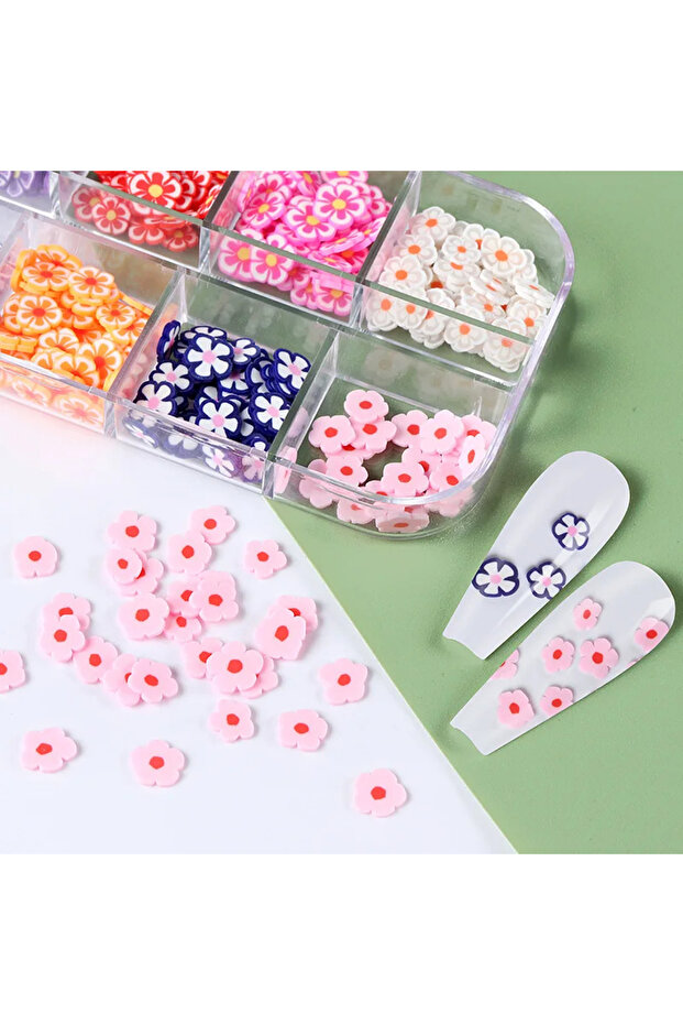 12 Model Mini Çiçek Tırnak Süsleme Pulları - 6