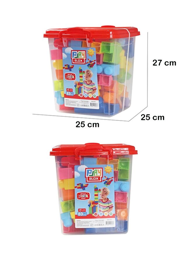 Play Blox Yapı Oyuncakları 83 Parça Kovalı Parlak Renkler Mega Blok - 1
