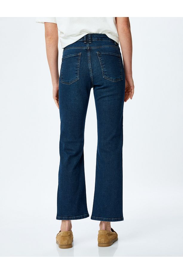Yüksek Bel İspanyol Paça Denim Pantolon - Kick Flare Jeans - 4