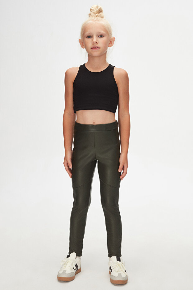 Sea Green Girls' Winter Leather Trousers