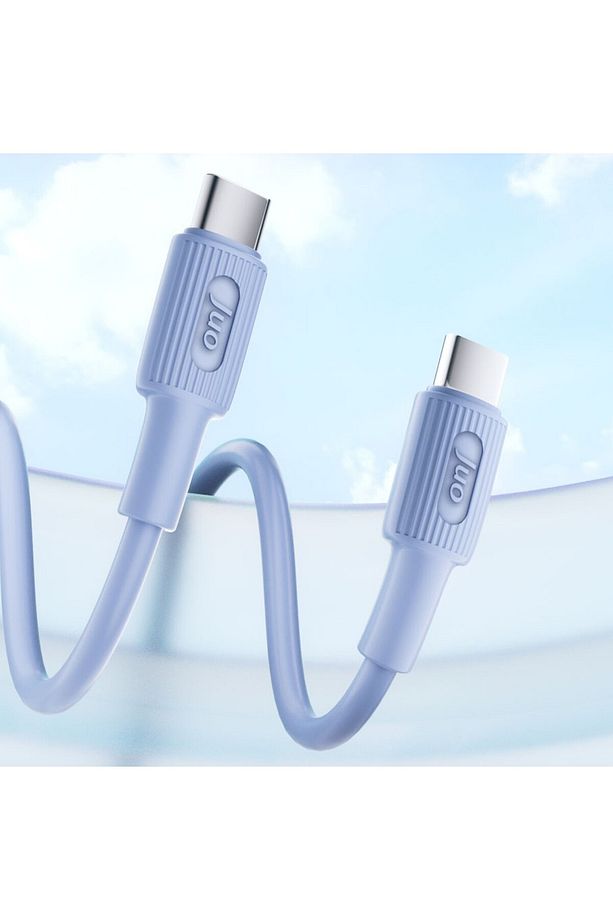 60w Usb Type-c To Type-c Silikon Hızlı Şarj Ve Data Kablosu Mavi 1 Metre - 2