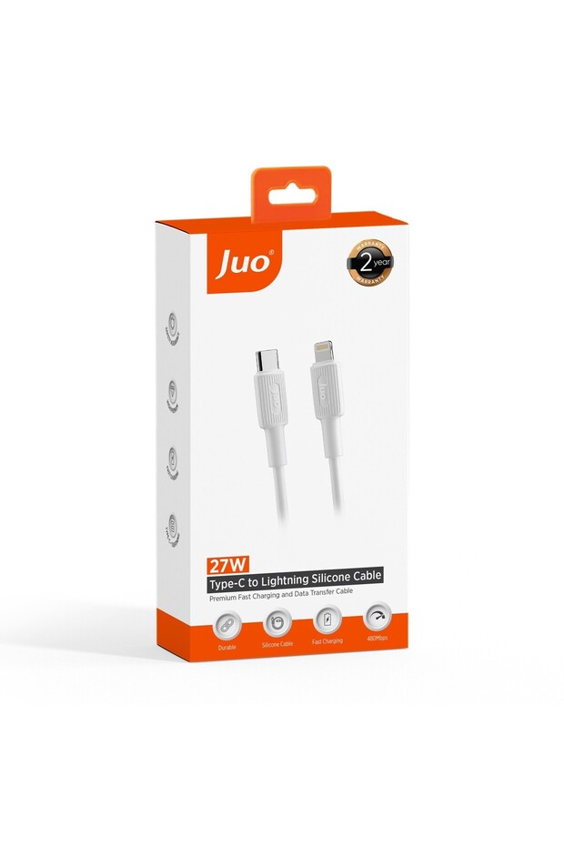 27w Usb Type-c To Lightning Iphone Ipad Silikon Hızlı Şarj Ve Data Kablosu Beyaz 2 Metre - 7