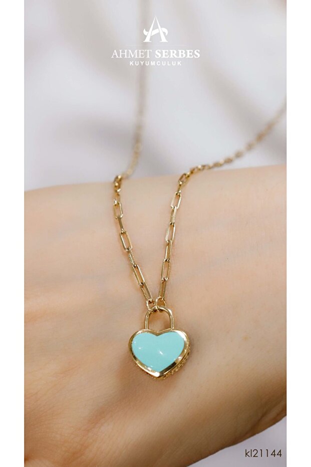 Cetaş Mineli Kalpli Kolye - 1