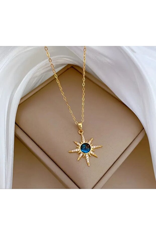Planet Zircon Stone Starry Golden Yellow Gift Necklace